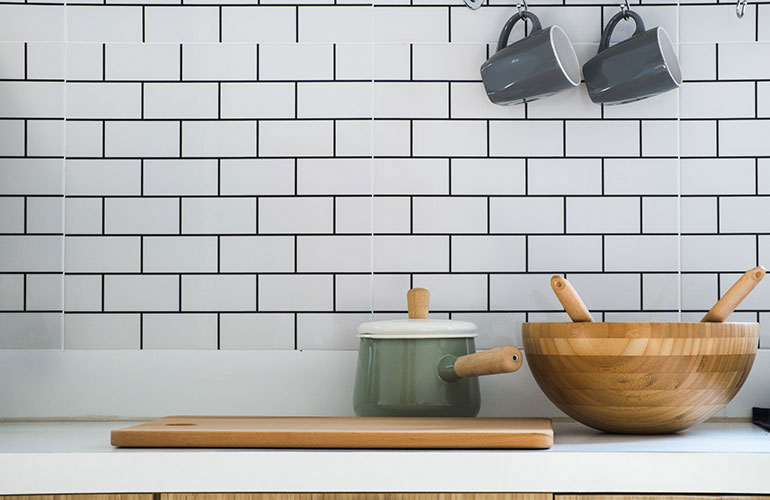 White tile and lino became popular in houses