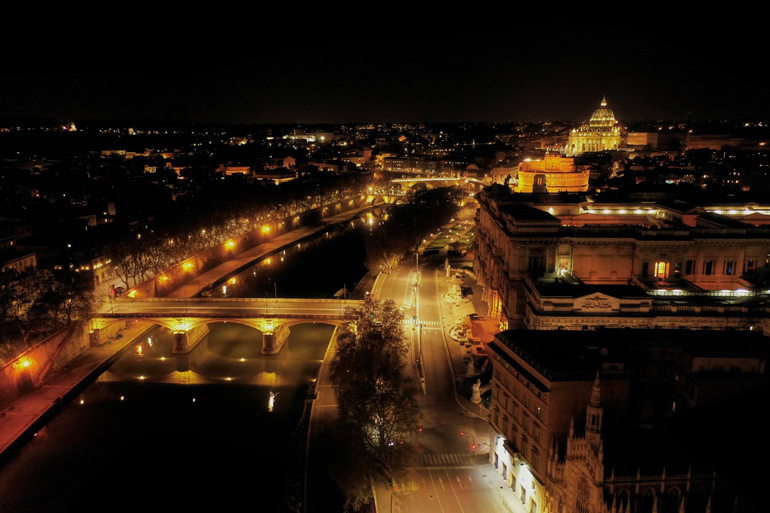 A silent night in Rome, Italy