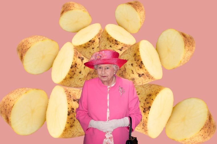 The potatoes are measured