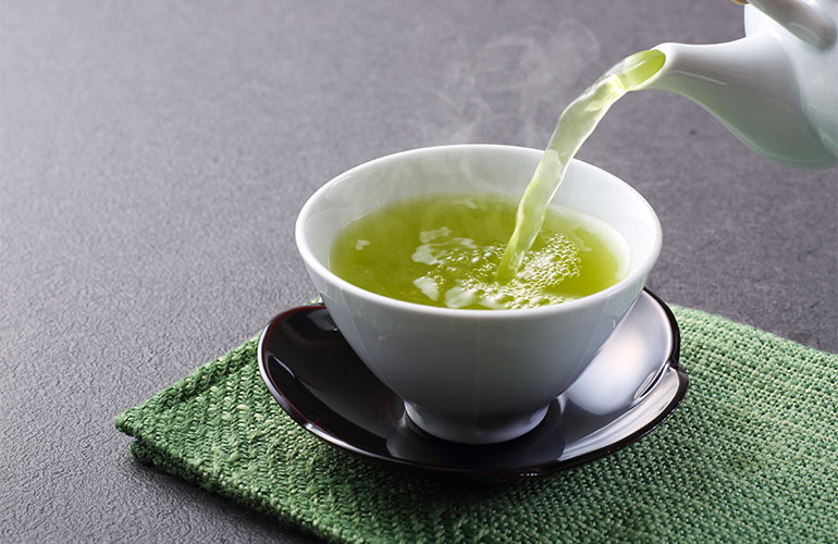 Sip green tea with breakfast
