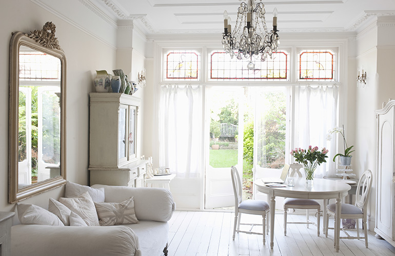 Pale-coloured flooring can make a small room feel bigger
