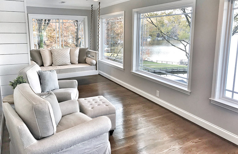 Go for neutral upholstery on large furnishings