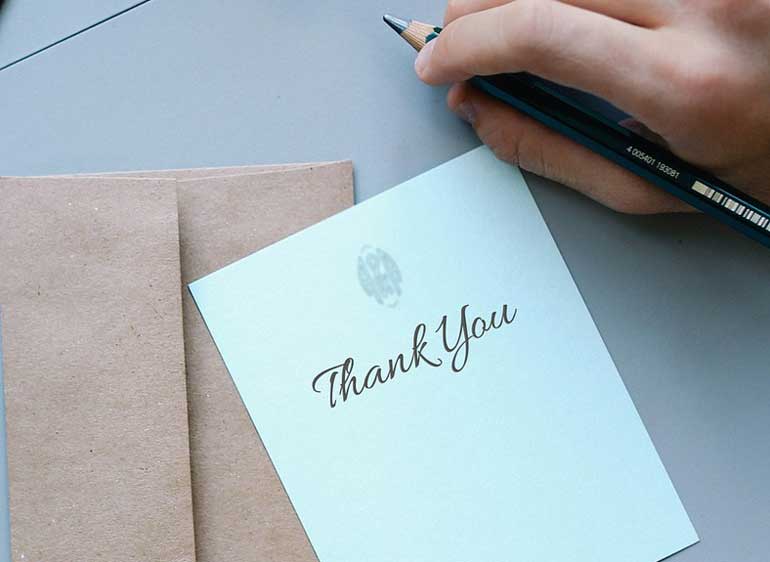Forgetting to write a thank-you note