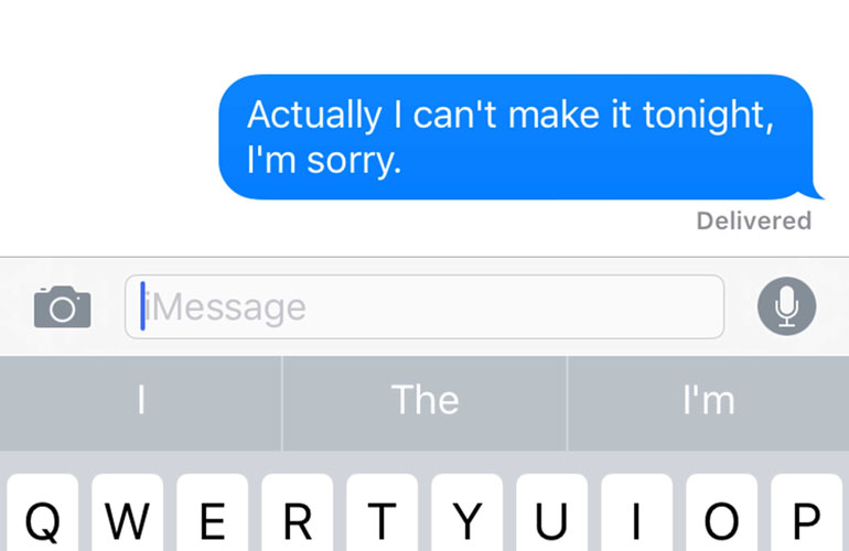 You say sorry via text