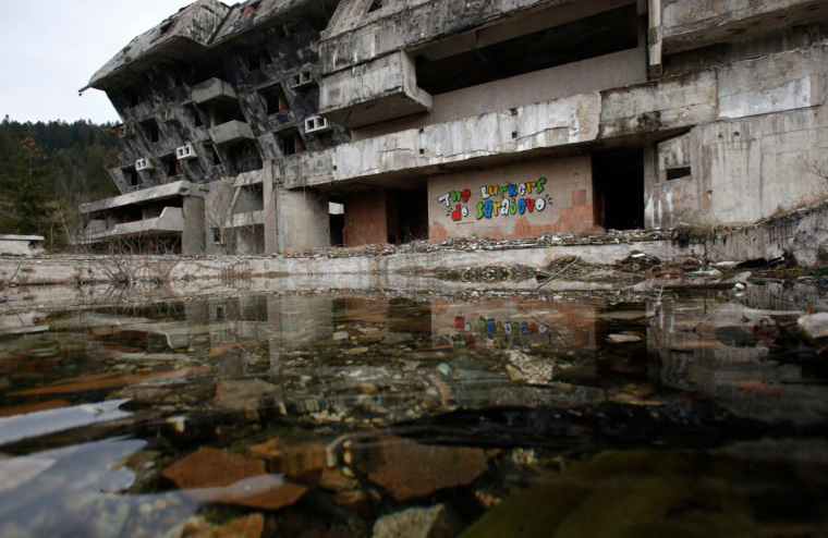 Wartorn remains of an Olympic venue