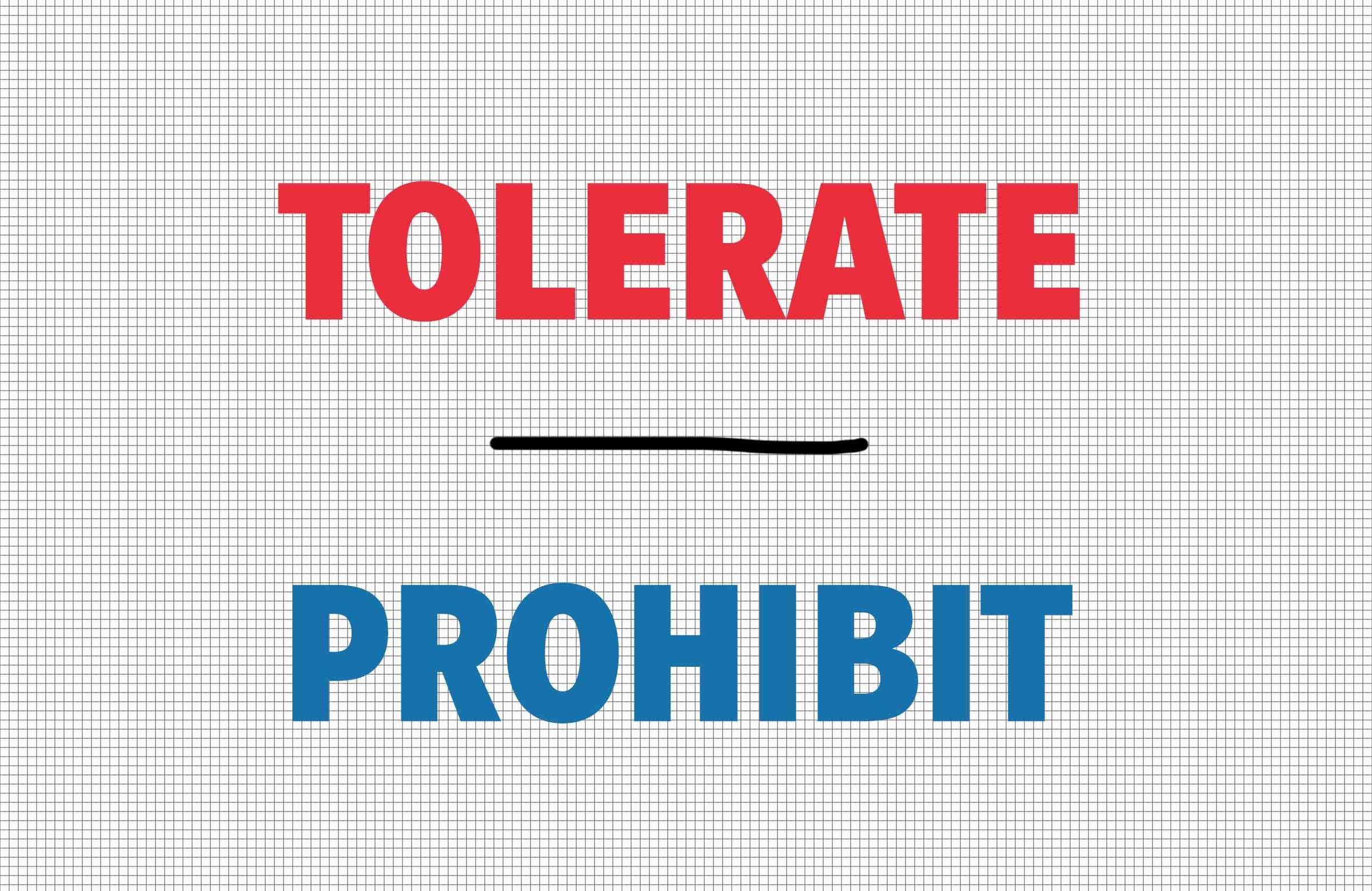 Tolerate/prohibit