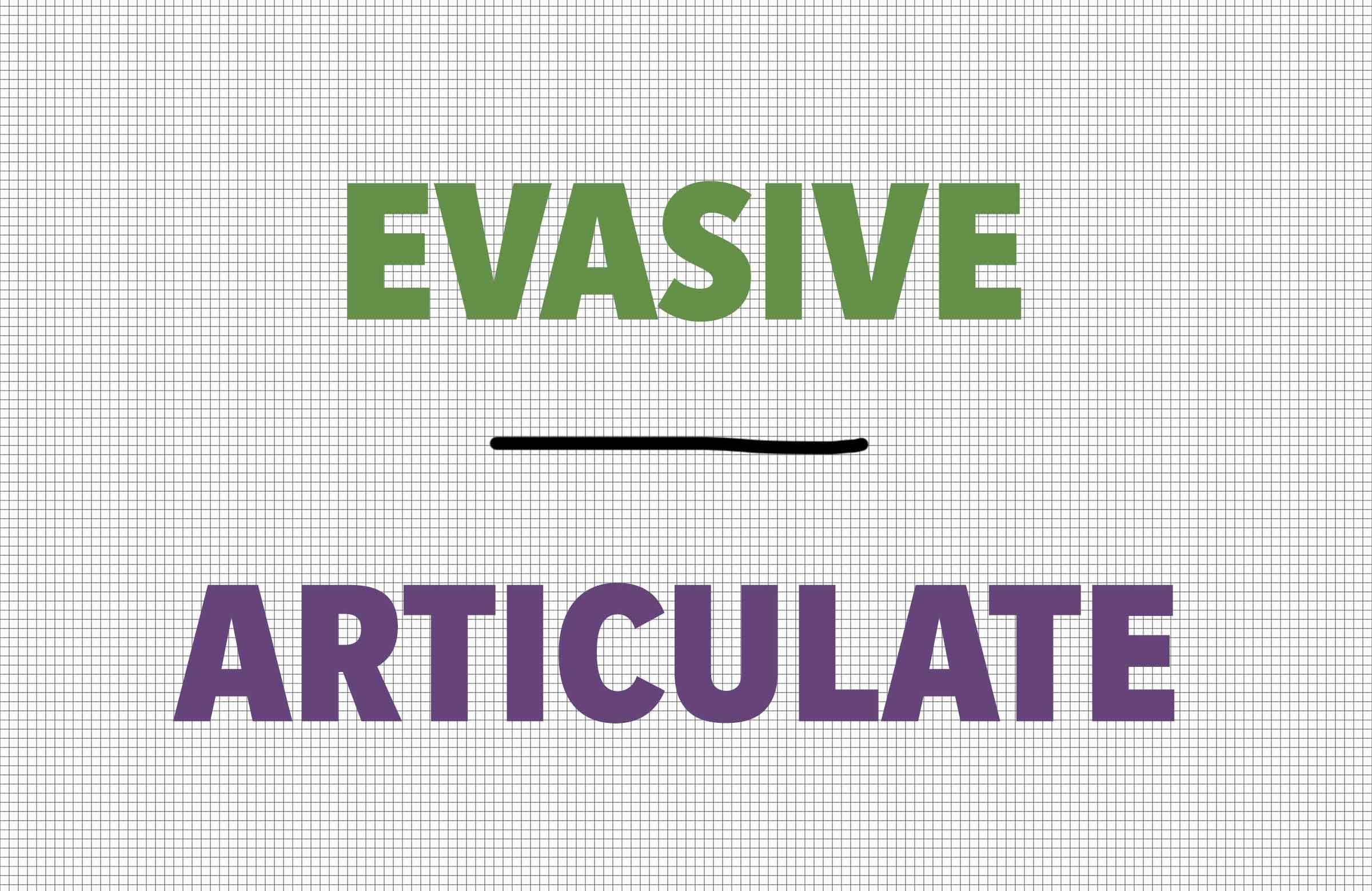 Evasive/articulate