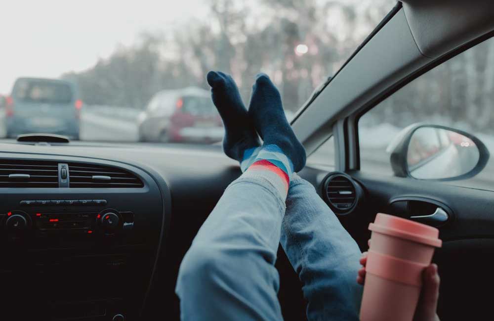Putting your feet on the dashboard