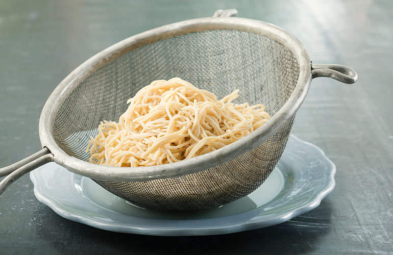 Use colanders to heat pasta