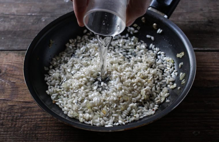 Adding too much water to rice