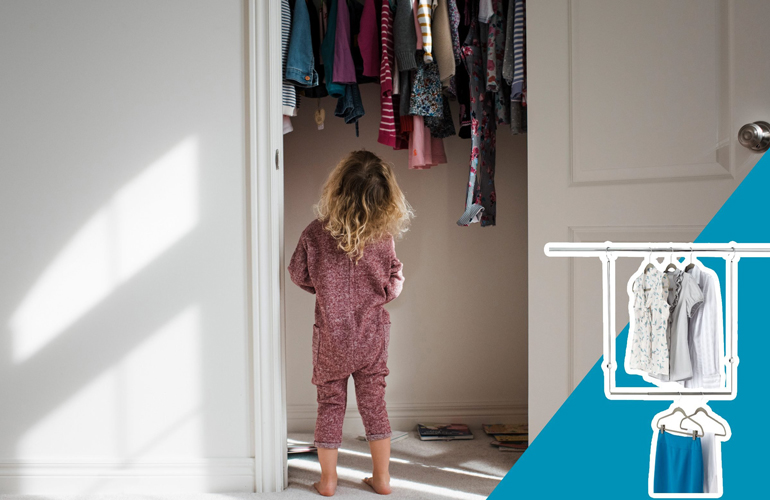 Use a double-hang wardrobe rod