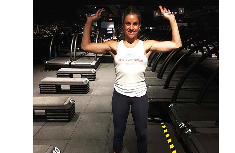 Bicep curls with arms lifted