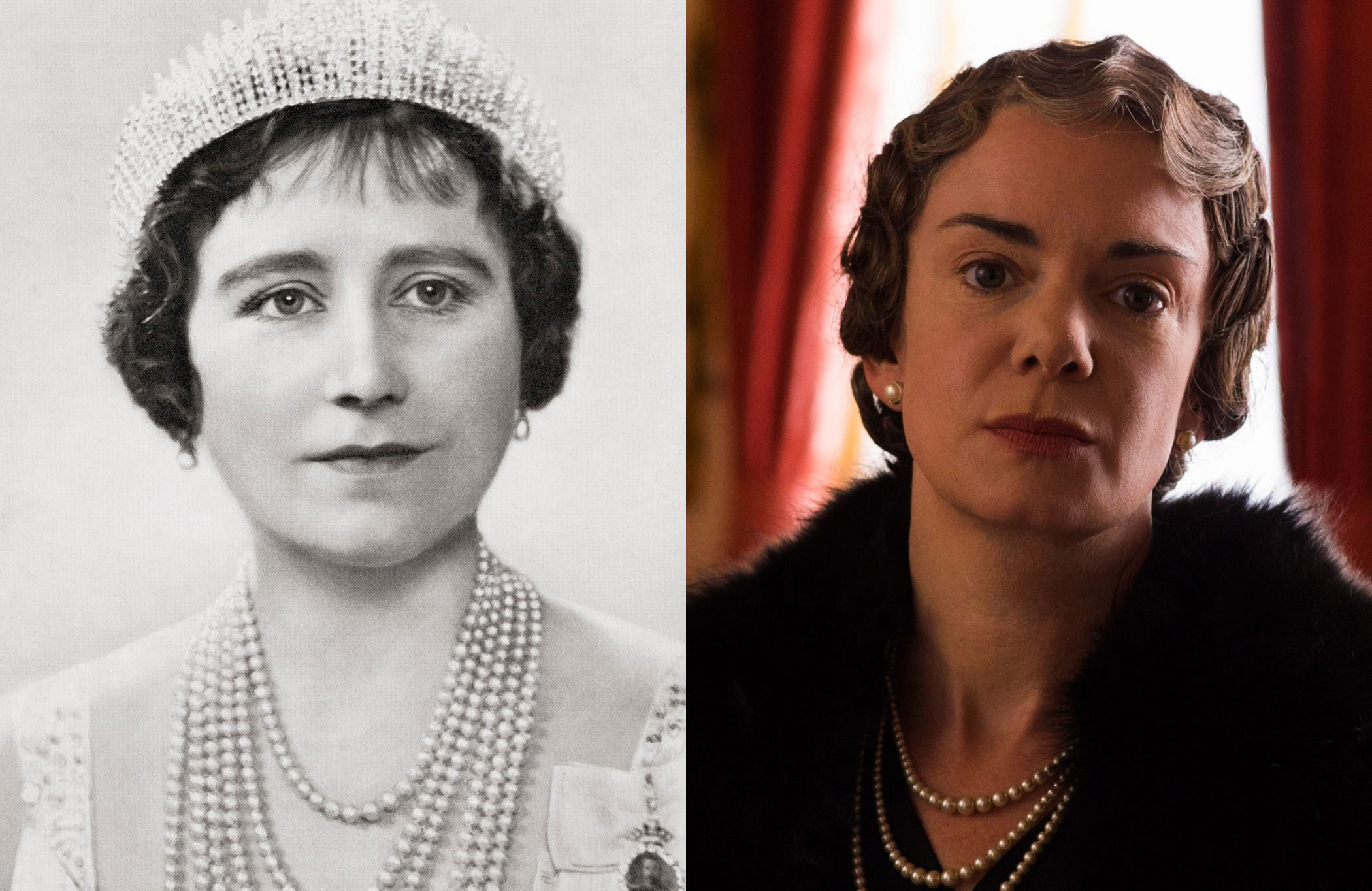 The Queen Consort, Queen Elizabeth, and later, the Queen Mother, as played by Victoria Hamilton
