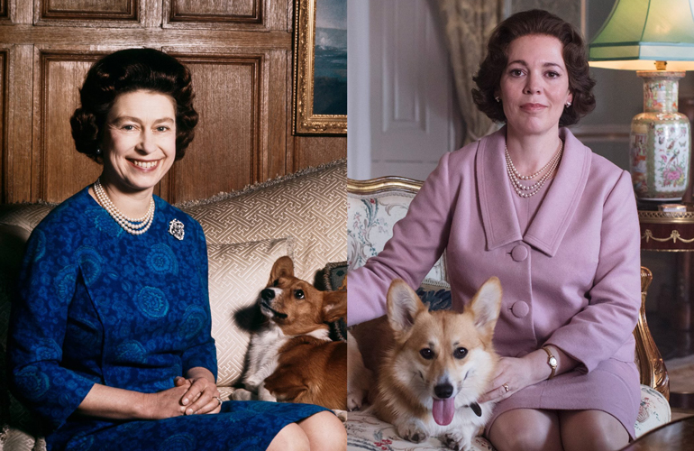 Queen Elizabeth II in middle age, as played by Olivia Colman