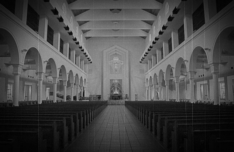 Strangled in a church