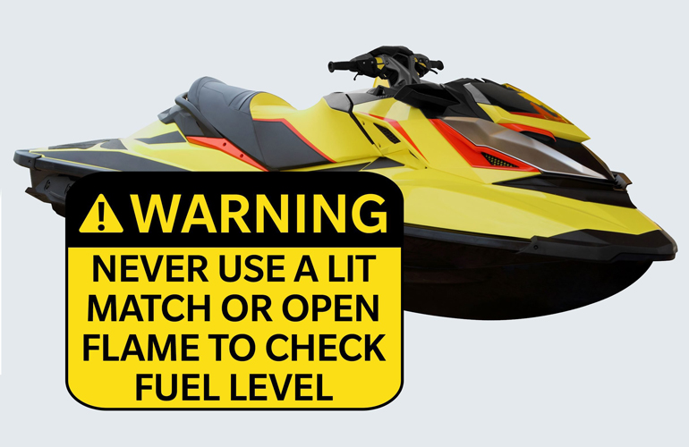 Warning label on a jet ski: