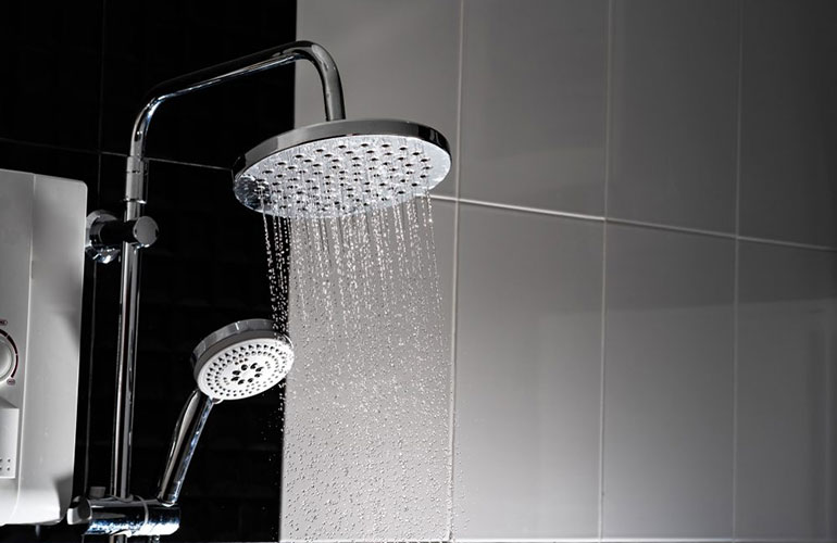 Taking a long, hot shower