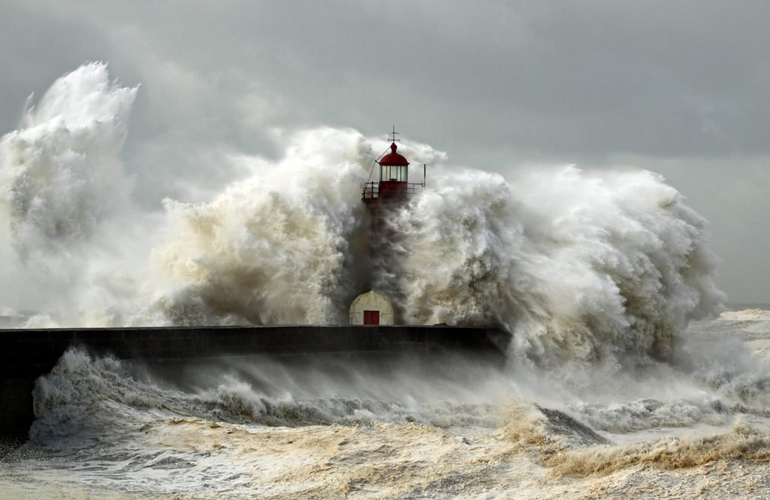 Surrounding the lighthouse