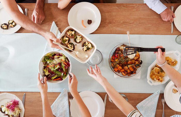 At the dining table, pass to the right