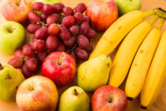 fruit, grapes, bananas, apples and pears