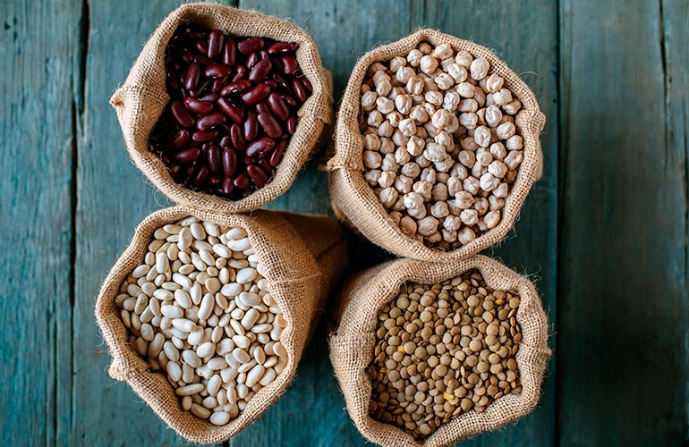 Canned chickpeas, black beans, kidney beans