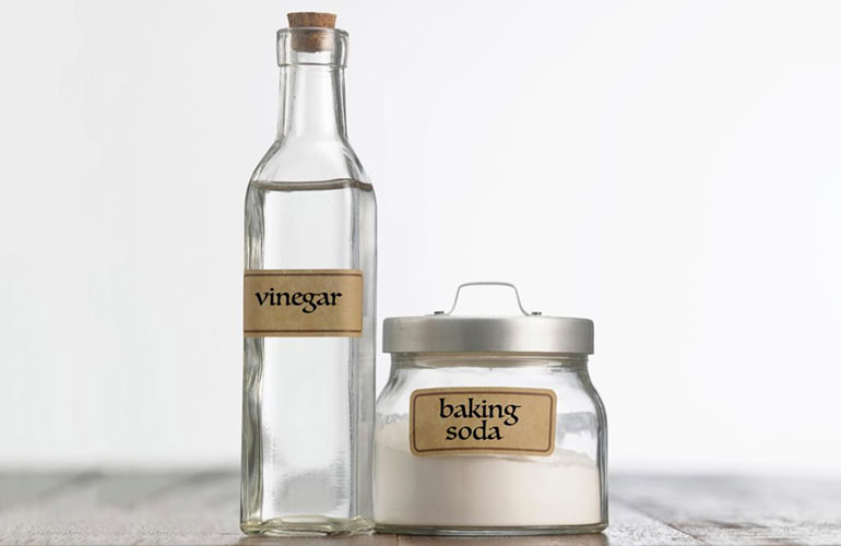 Mixing baking soda and vinegar makes a super cleaner