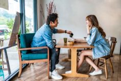 couple on first date at a cafe