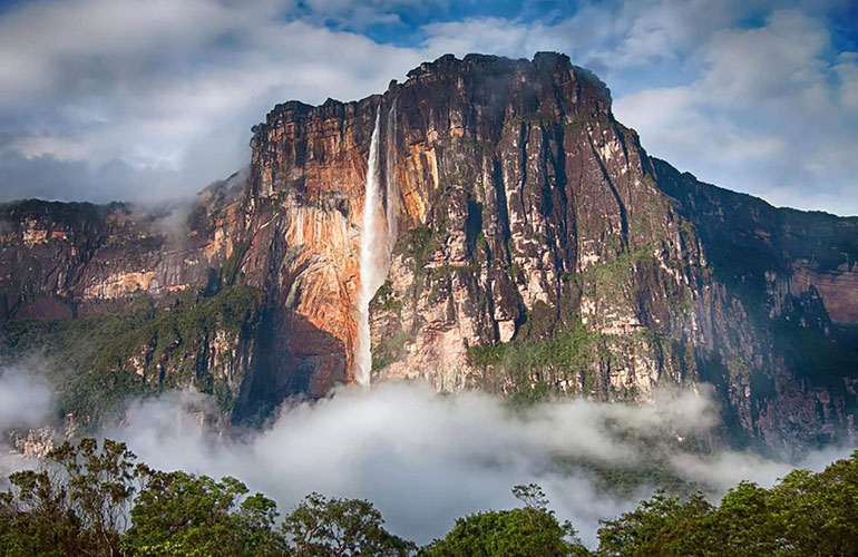 The tallest waterfall in the world: Angel Falls, Venezuela