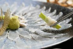 Puffer fish carefully prepared for eating
