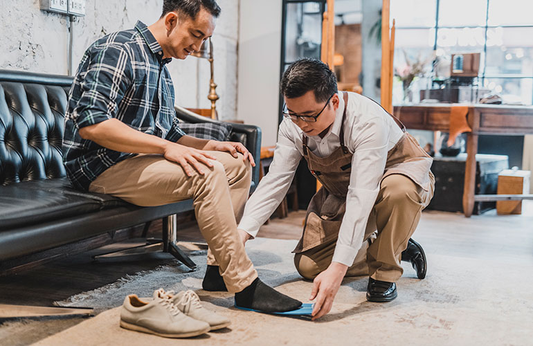 When you go into a shoe store, your salesperson should measure your feet