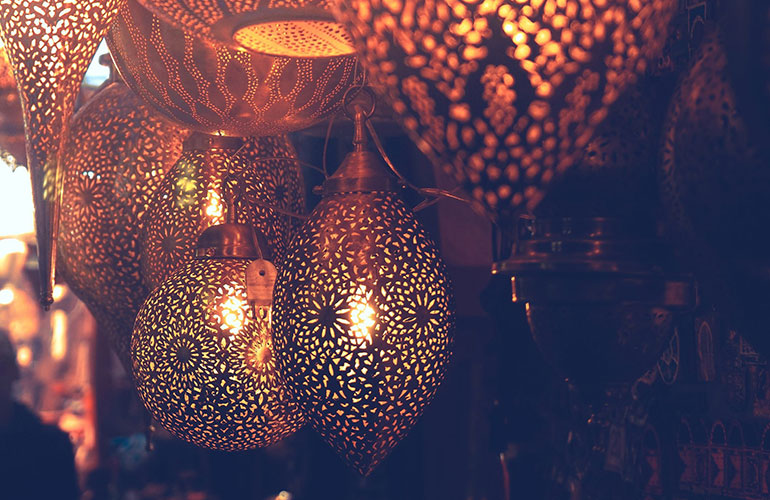 Metal lamps in souk