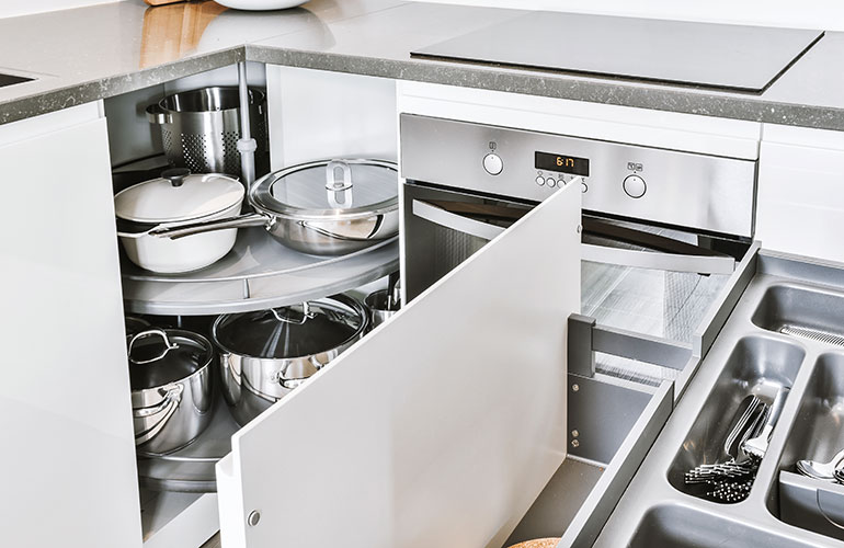 How do you organise corner cabinets?
