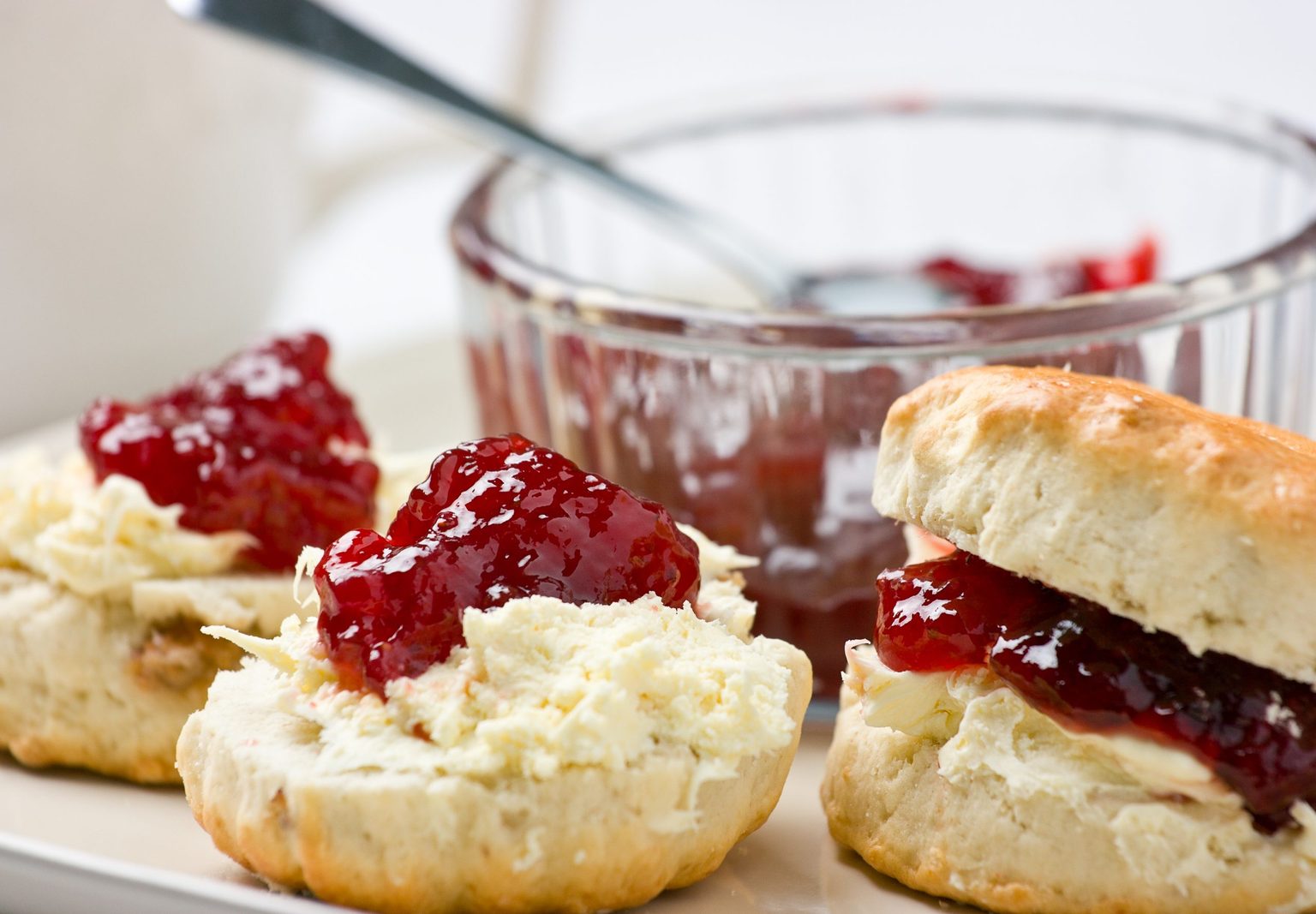 Scones with strawberry jam and clotted cream