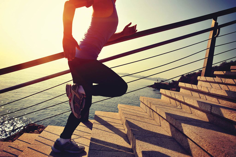 Running up stairs