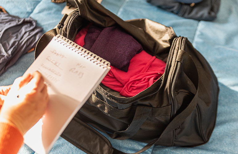 Mistake: you throw out your packing list