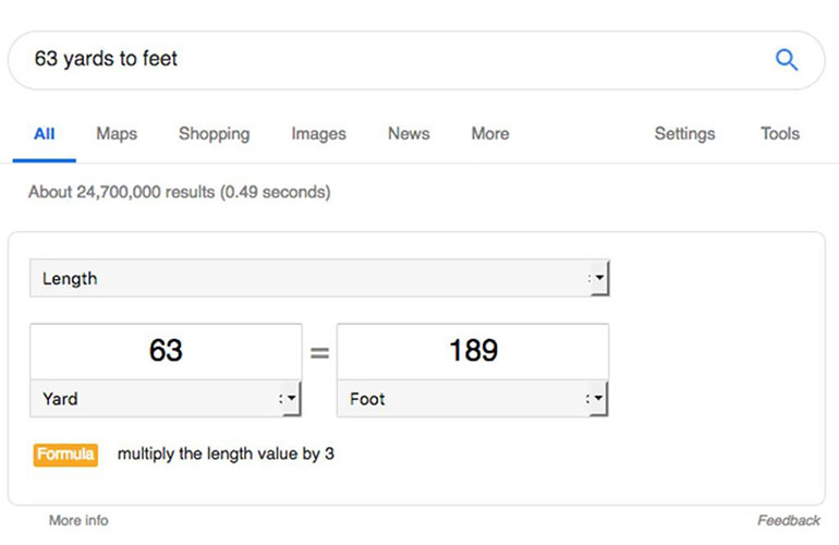 It can give you a quick conversion