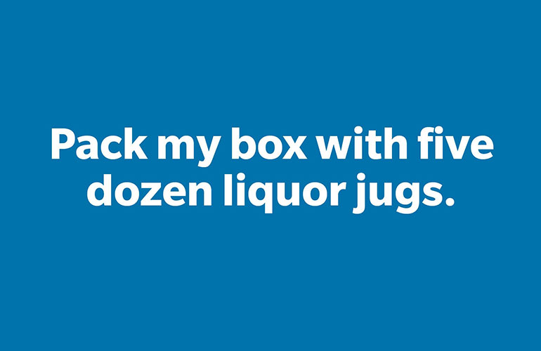 Pangram #19: Box full of jugs
