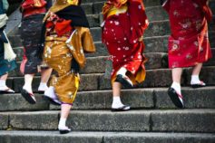 Japanese women in traditional kimono