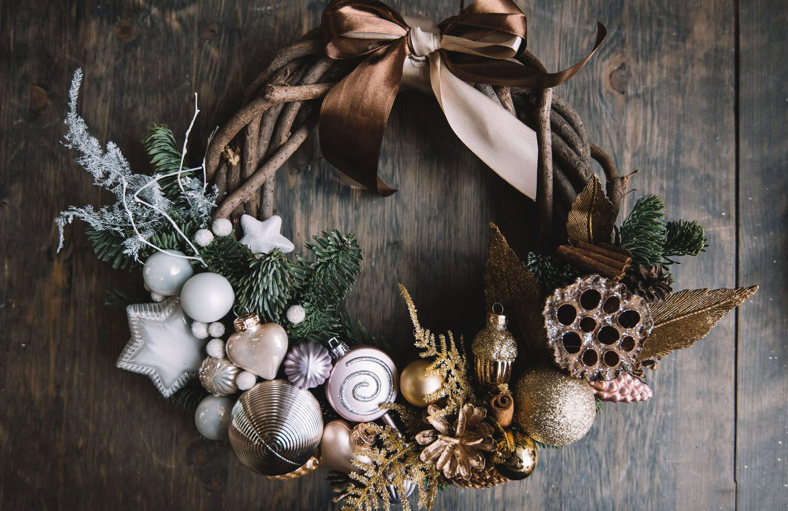 Silver and gold Christmas wreath