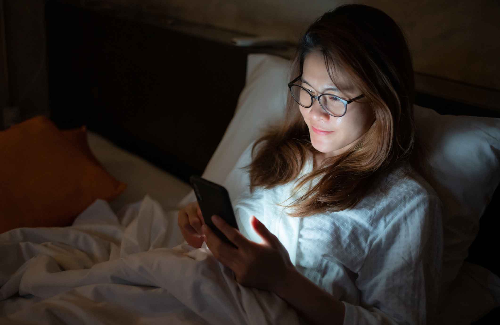 Logging onto social media from bed