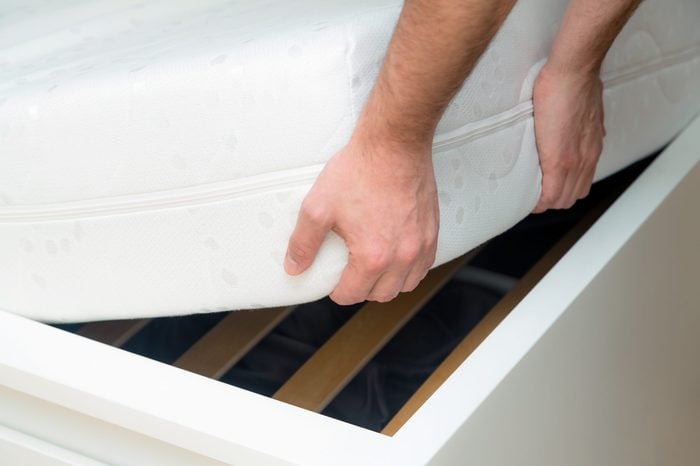 Check between the mattress and box spring