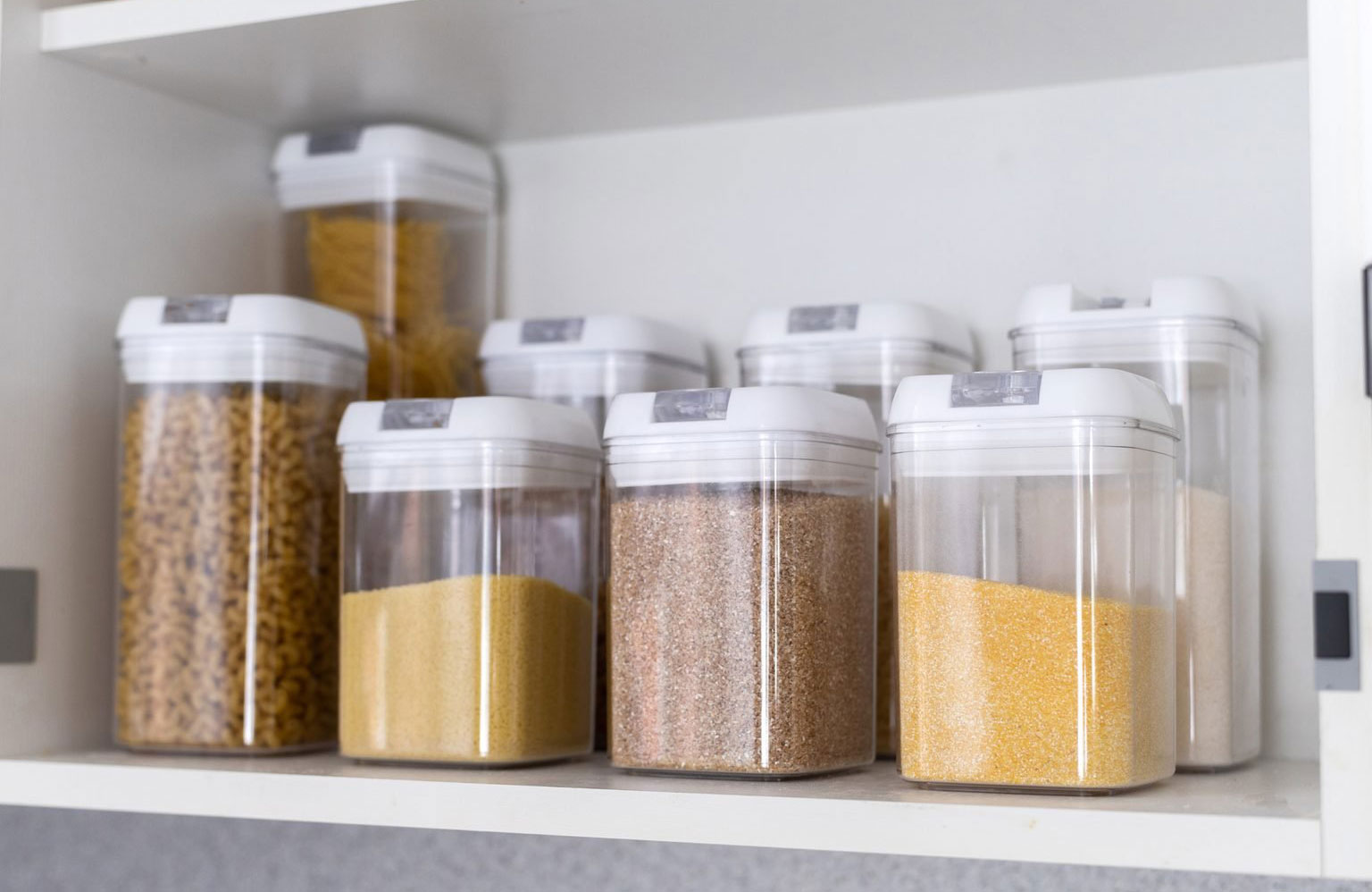 Invest in clear containers for pantry staples