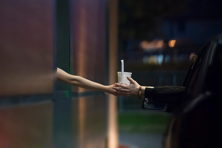 Offering to buy us a drink if we take you through a drive-thru