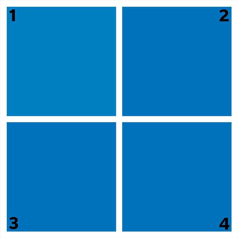 Which shade of blue is different?