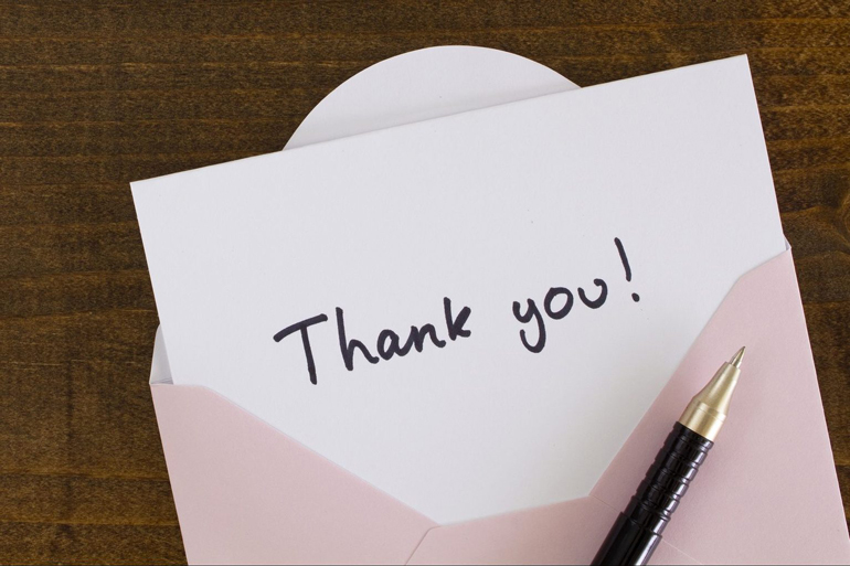 Sending a thank-you note right away