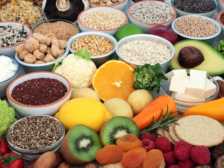 Fruits, vegetables, whole grains and other high-fibre foods