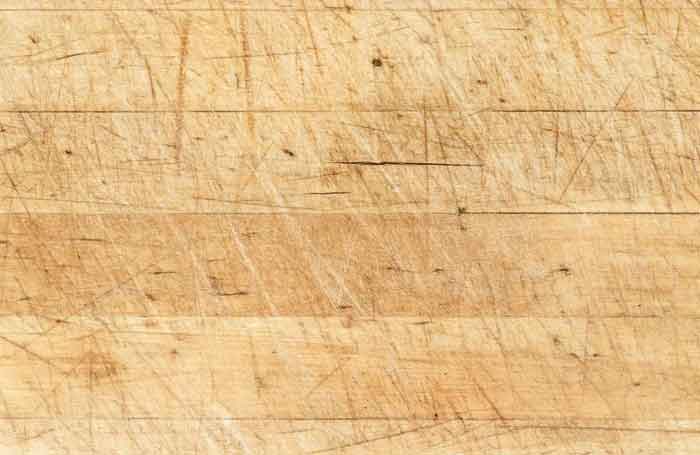 Scratched-up chopping board