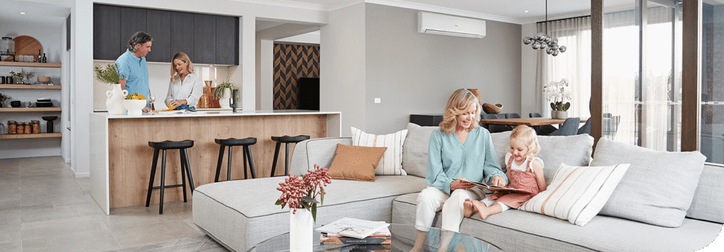An Aussie family in an apartment with a General air conditioner installed