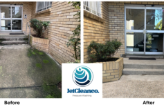 Before and after exterior concrete cleaning